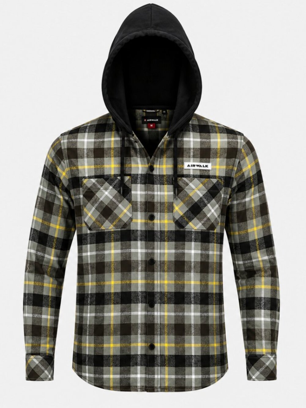Airwalk Men’s Plaid Hooded Flannel Shirt – Size Medium